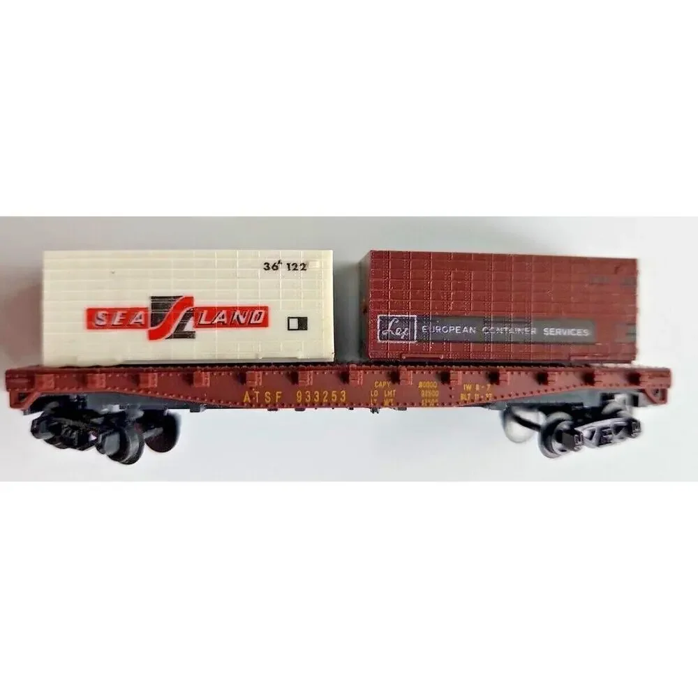 Model Power‎ 7022 N Santa Fe Scale Flat Car W/ 2 Cargo ATSF #933253 U105-16